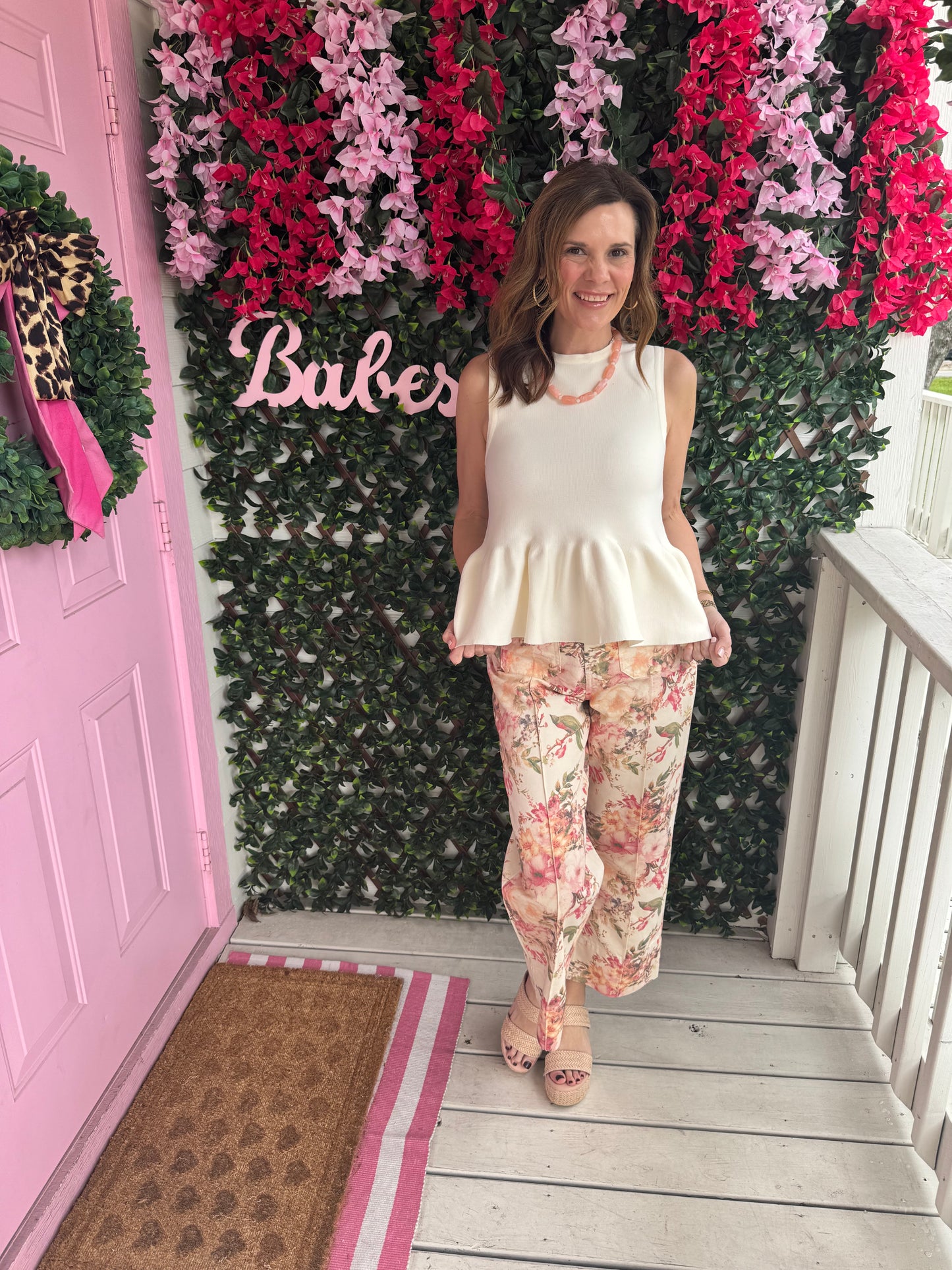 Knit Cream Peplum Top