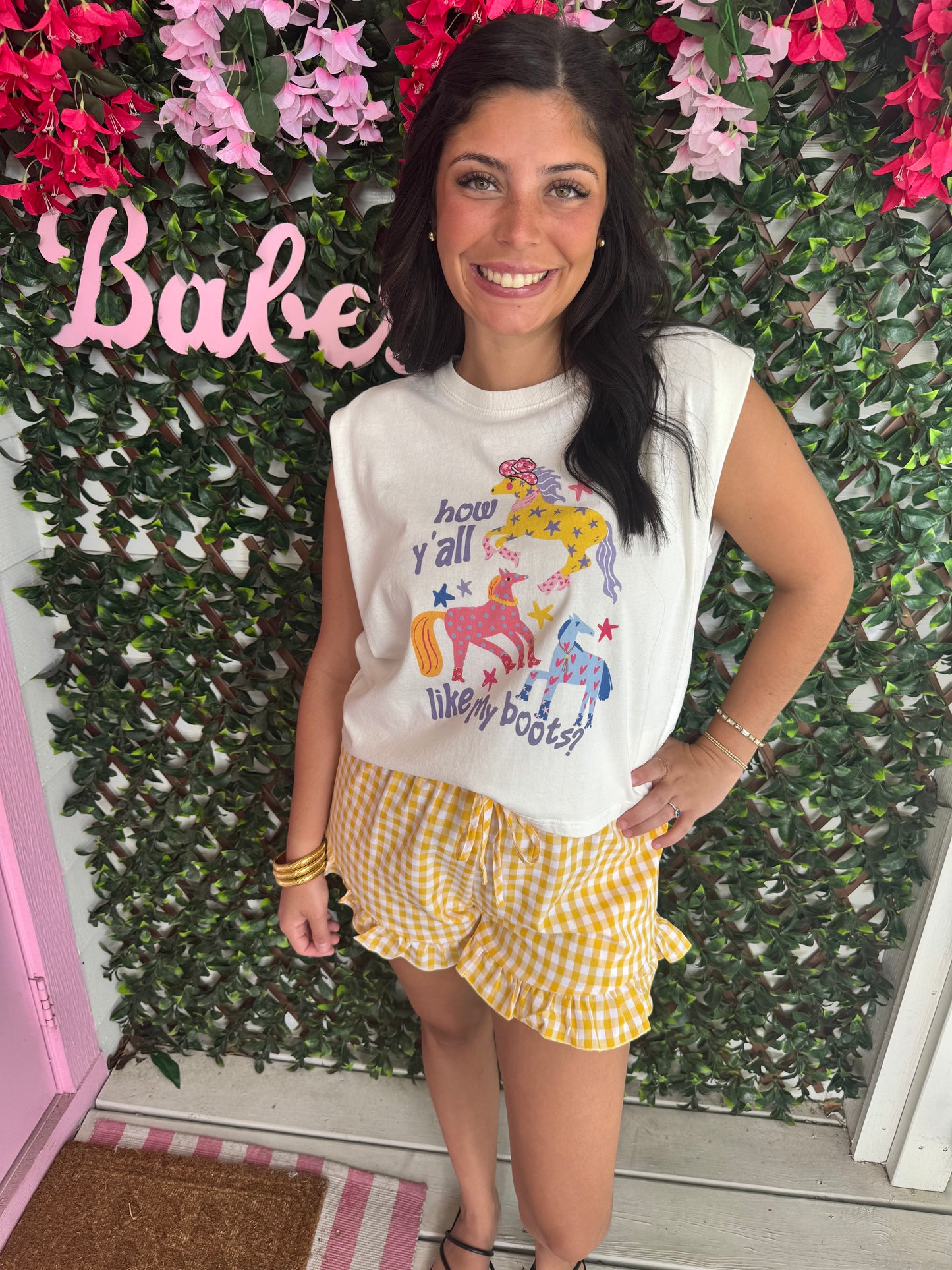 Sunshine Gingham Ruffle Shorts