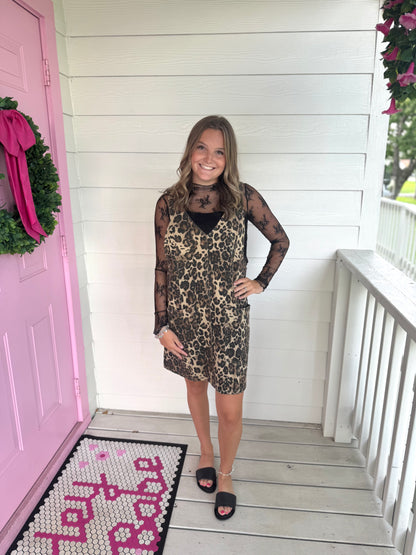 Washed Leopard Overall Dress