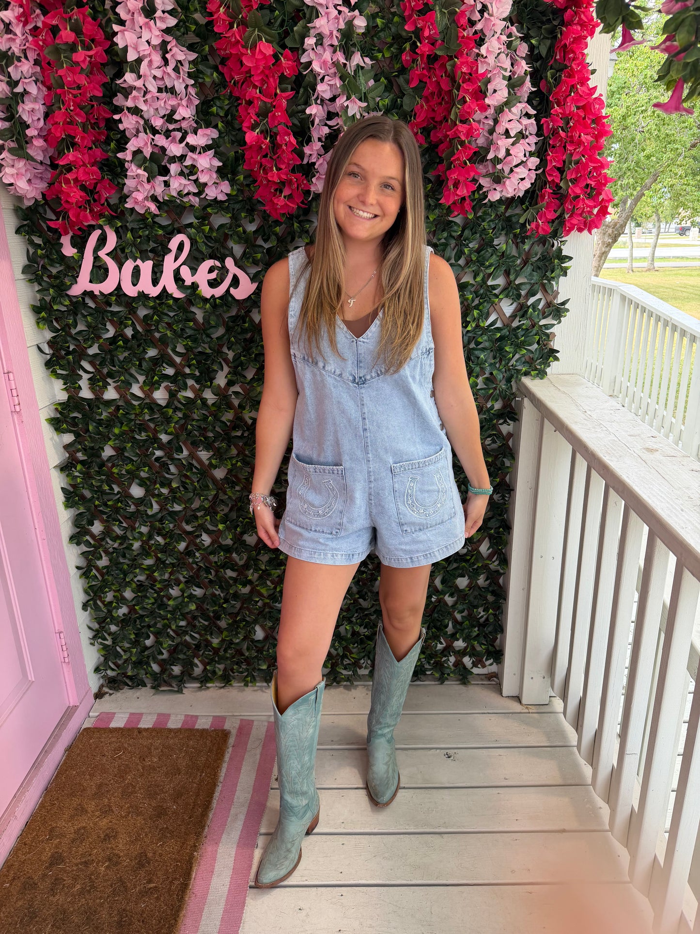 Horseshoe Denim Romper
