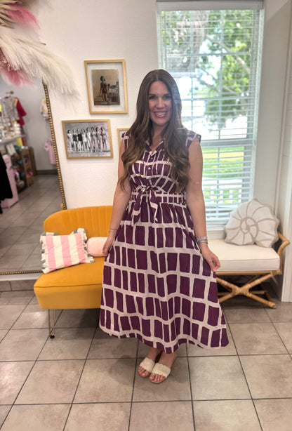 Abstract Tie Front Dress