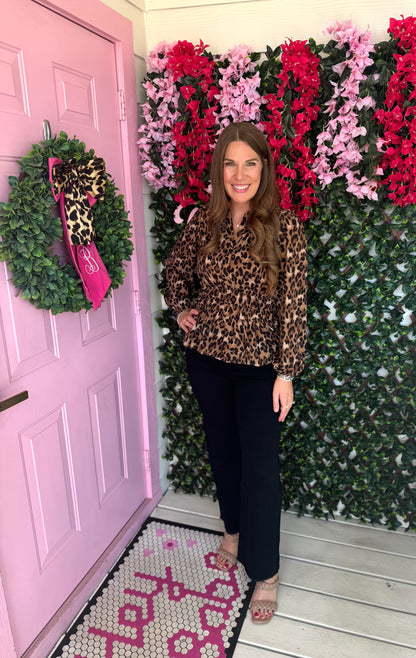 Taupe Leopard Cinch Top
