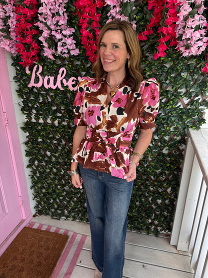 Pink Mousse Florals Top