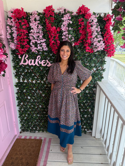 Floral Smocked Zip Front Dress