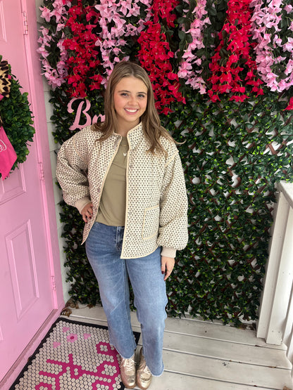 Ivory Floral Bomber Jacket