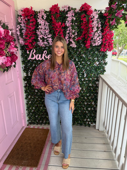 Dusty Mauve Multi Floral Top