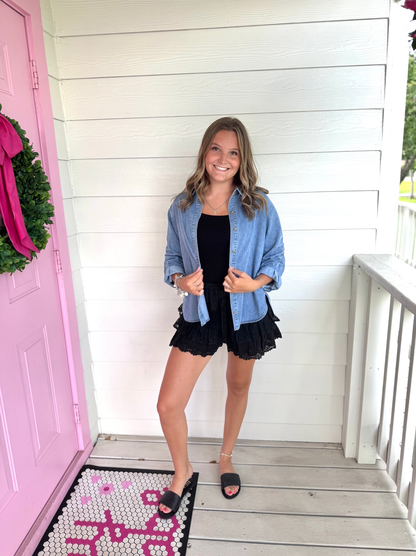 Flirty Tiered Shorts -  Black