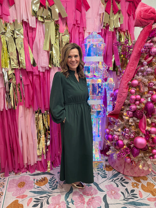 Hunter Green Midi Dress