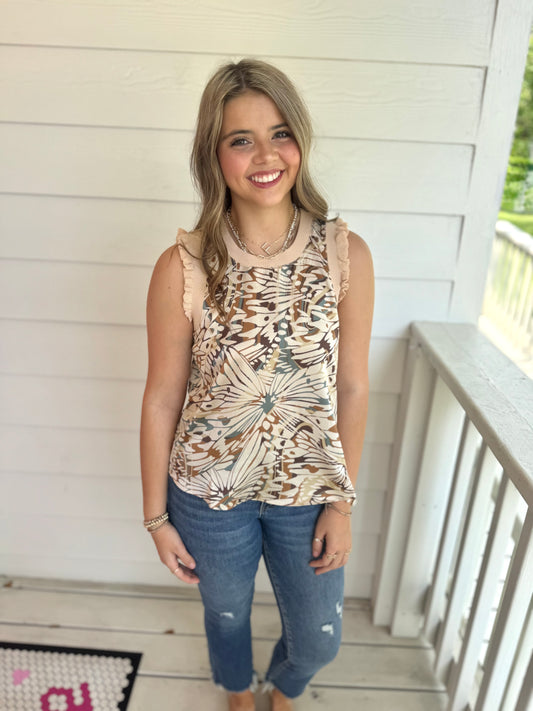 Beige Multi Tank Top