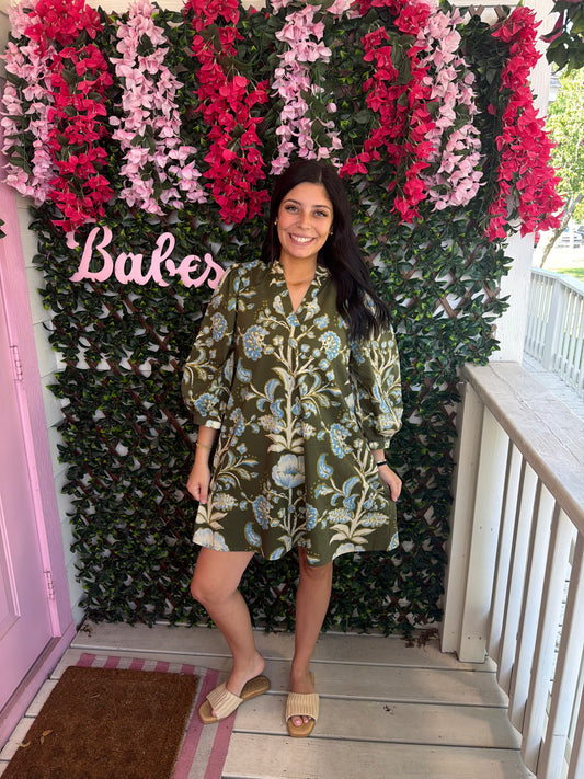 Olive Blue Floral Dress