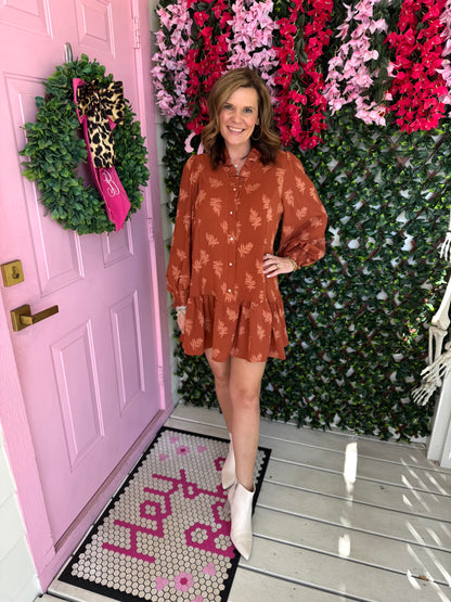 Rust Jacquard Dress