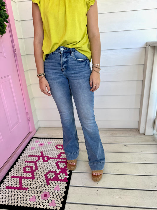 Risen High Rise Flare Jeans