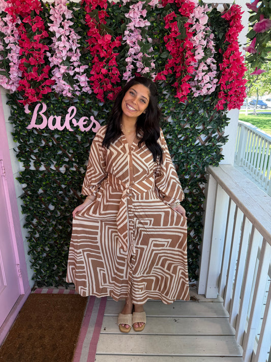 Neutral Geo Maxi Dress