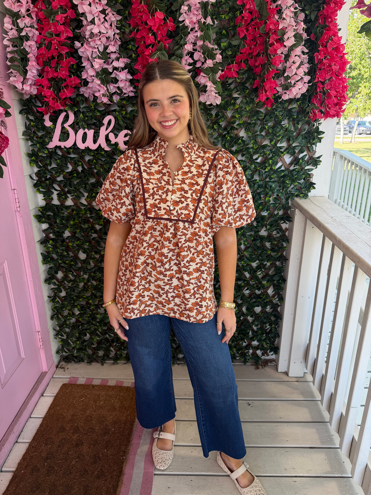 Toffee Florals Top