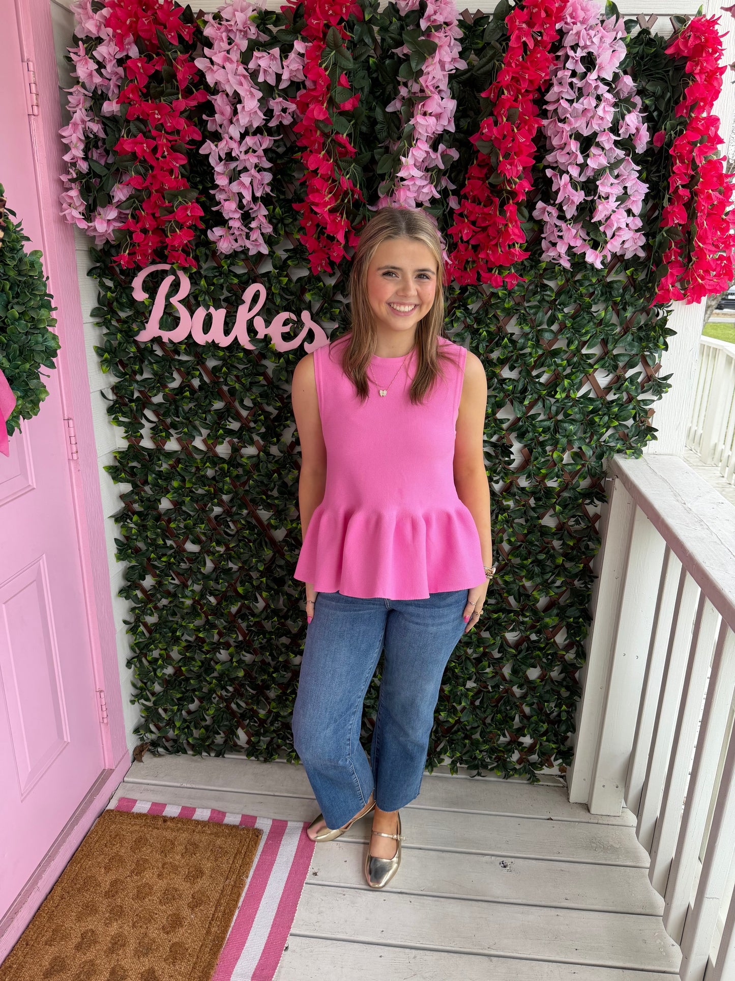 Knit Pink Peplum Top