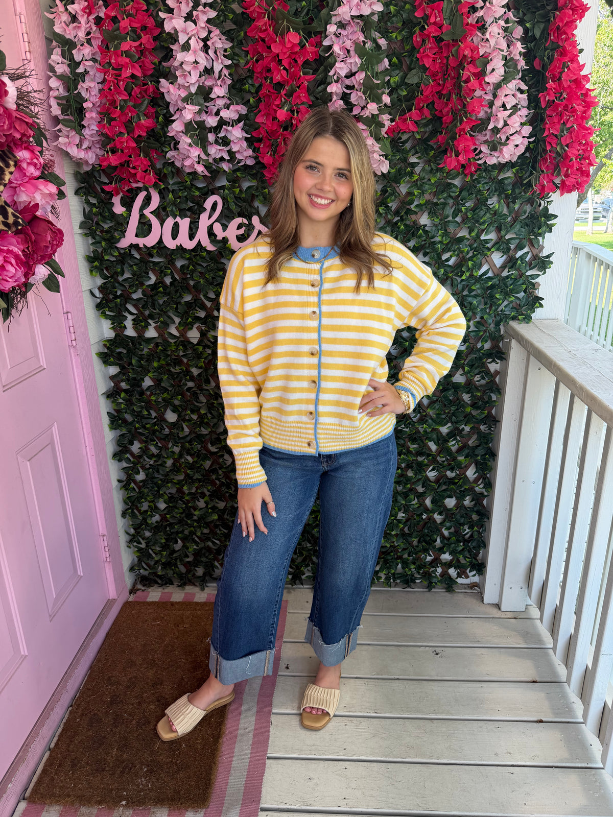 Yellow & Blue Striped Cardigan