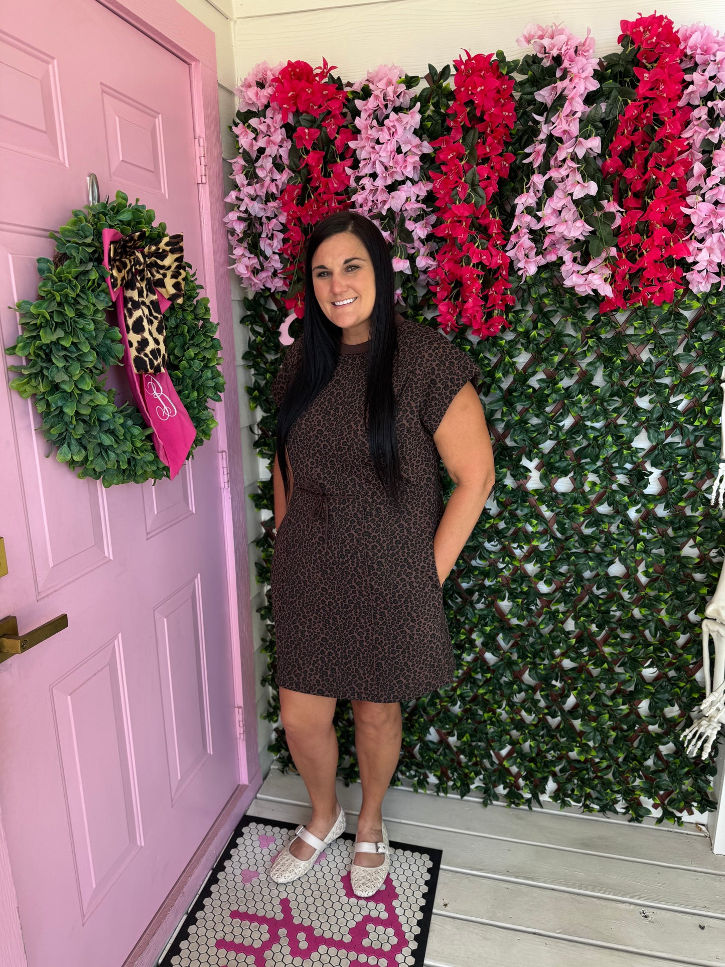 Fleece Line Leopard Dress