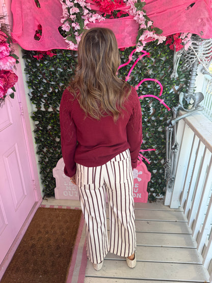 Red Brick Stripe Cropped Trouser