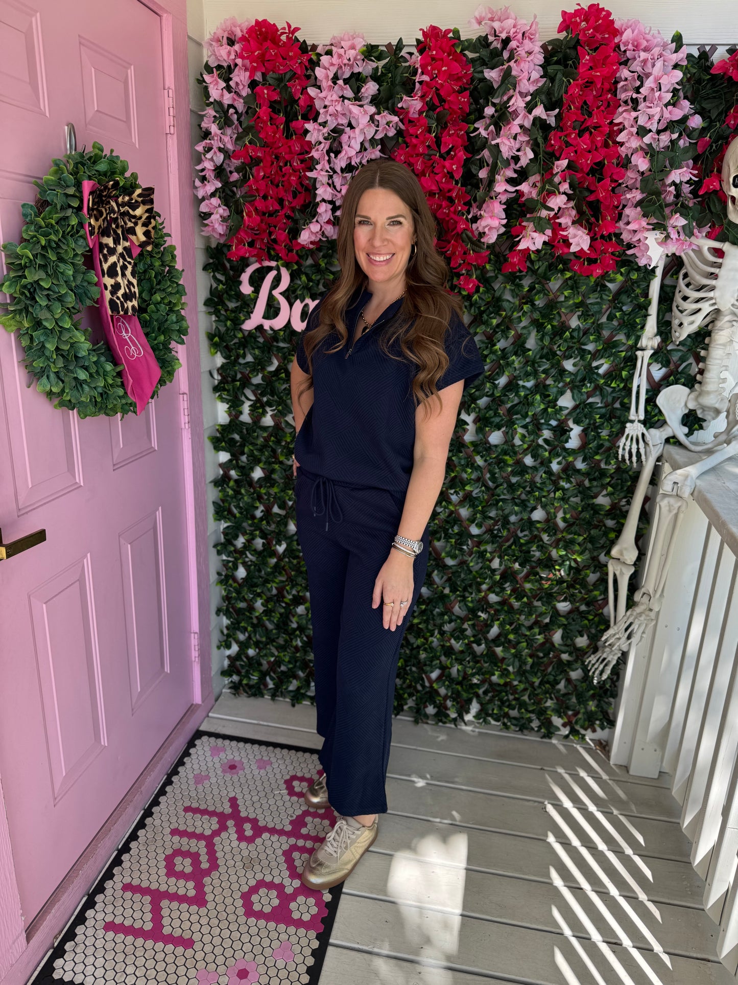 Textured Half Zip Set