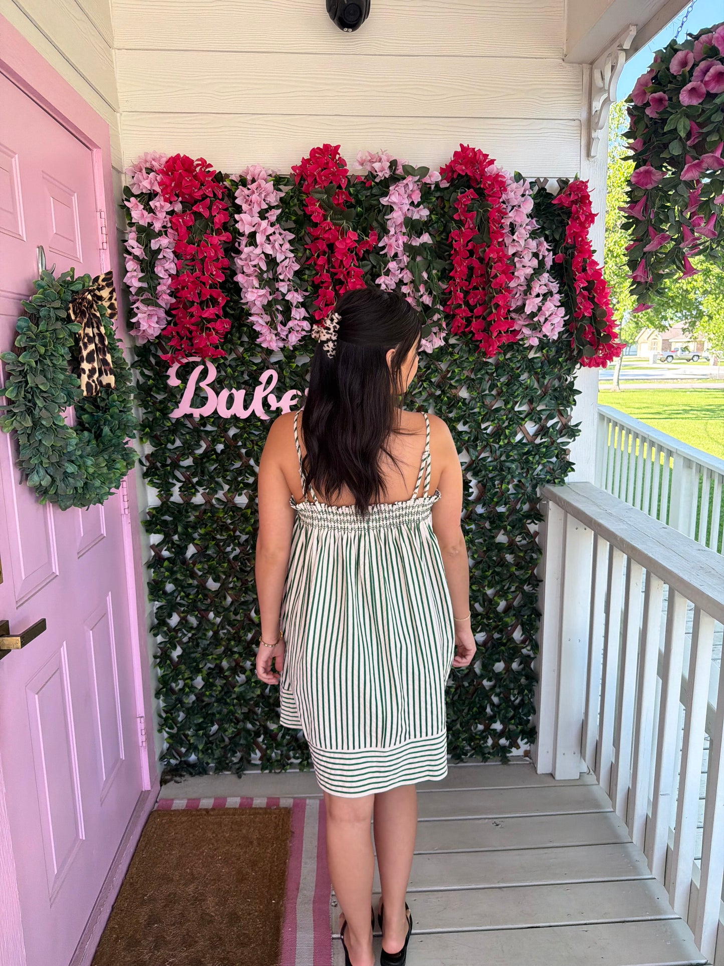 Green Stripes Mini Dress