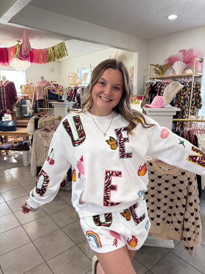 Queen Of Sparkles White ‘Queen’ Icon Sweatshirt