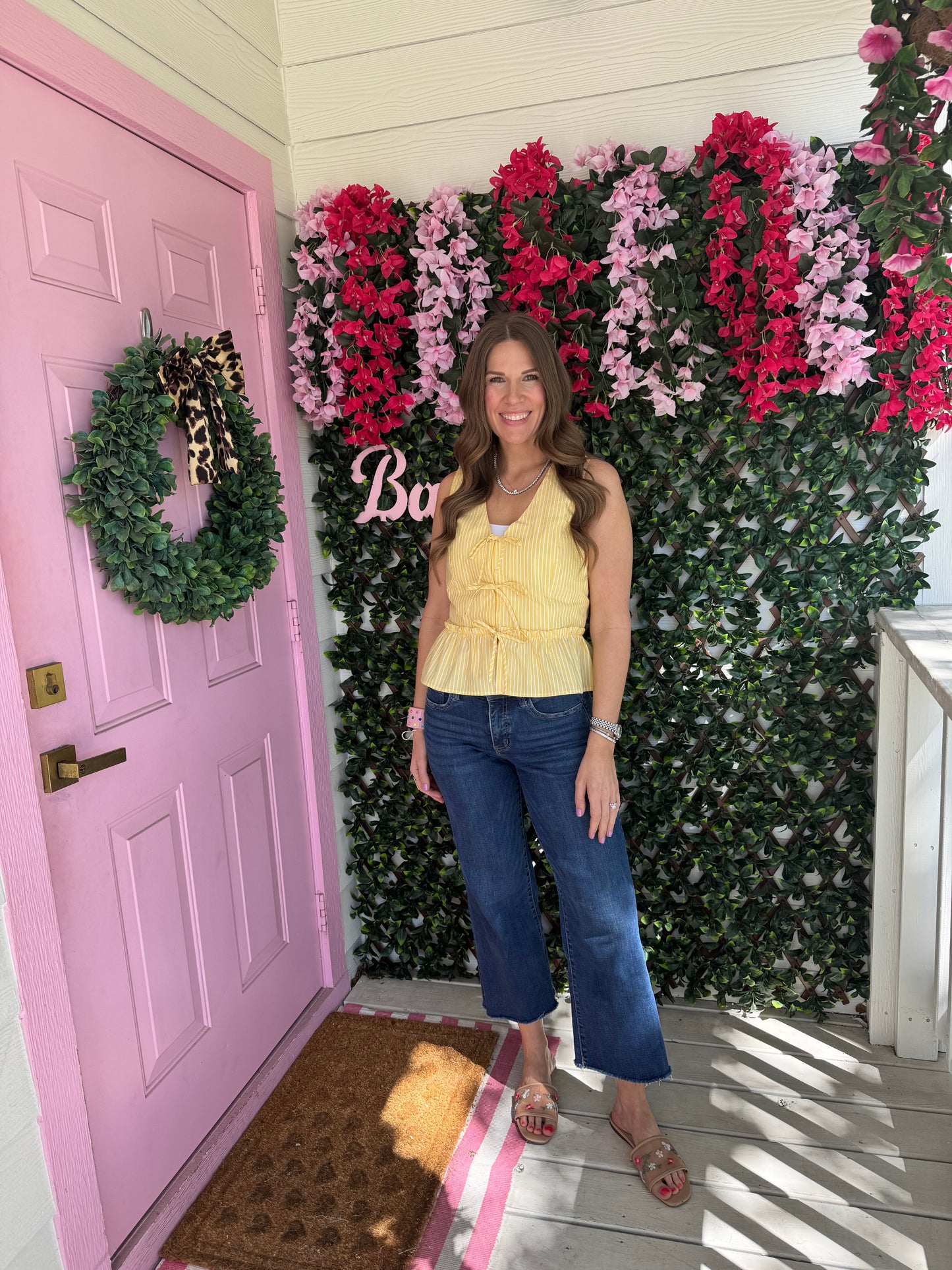Yellow Striped Tie Top