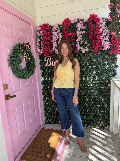 Yellow Striped Tie Top
