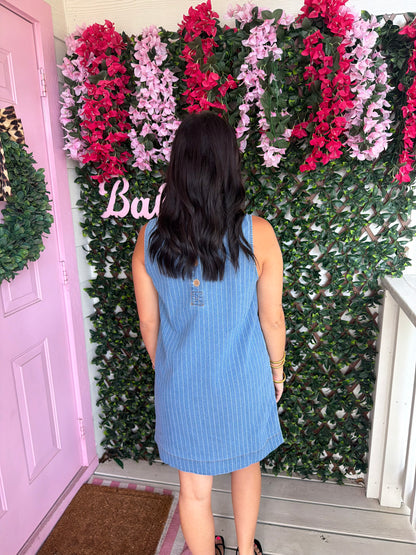Striped Denim Shift Dress