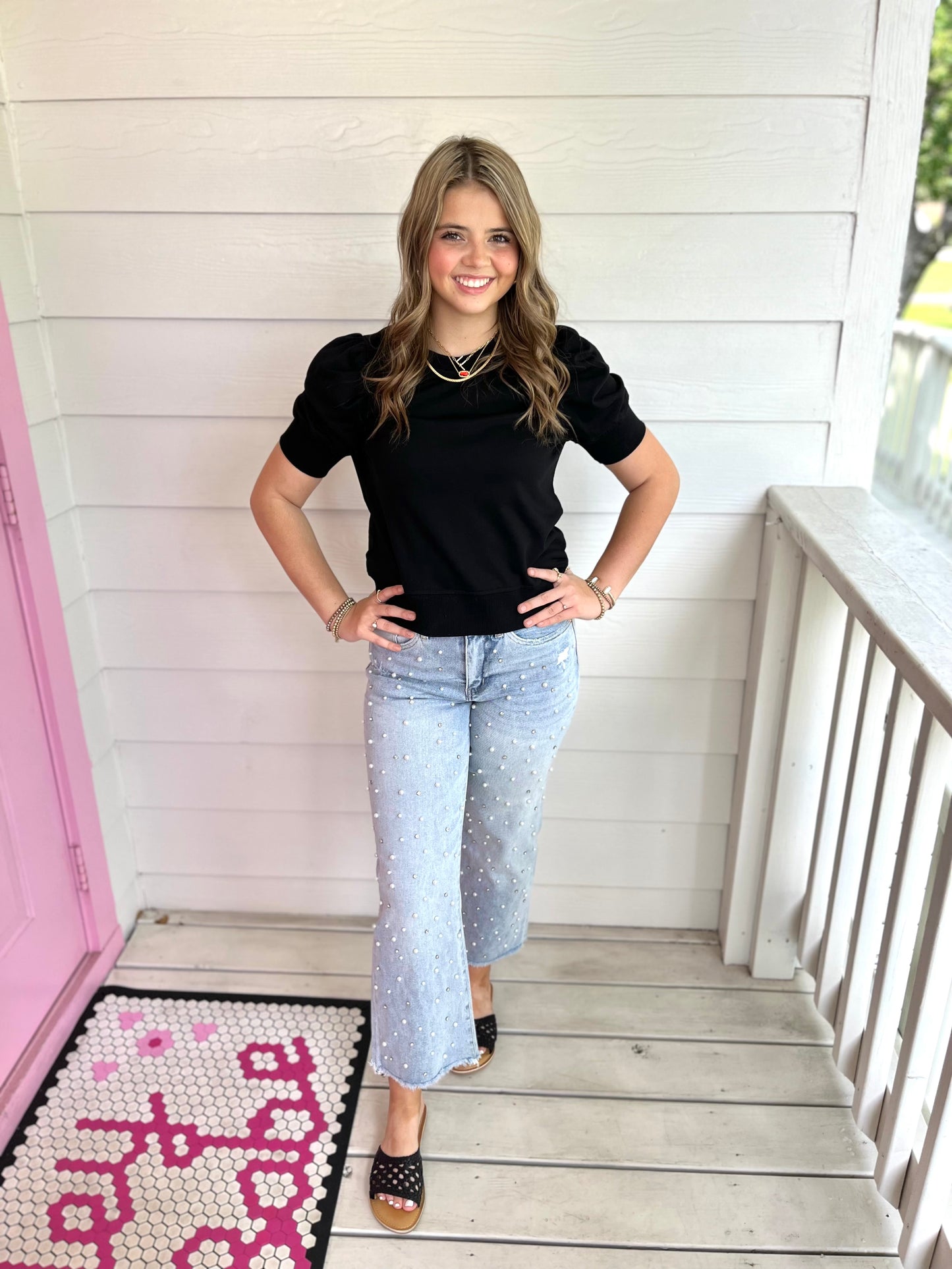 Mica Embellished Crop Denim