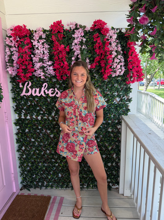 Teal & Poppy Floral Skort