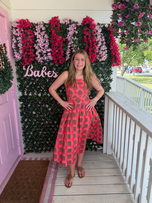 Coral Lattice Maxi Dress