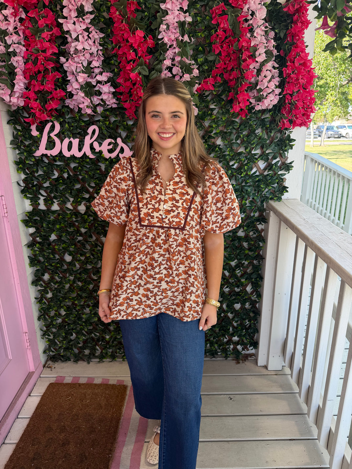 Toffee Florals Top