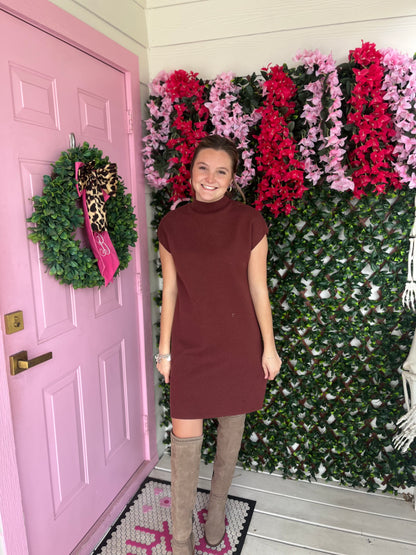 Mock Neck Cozy Sweater Dress