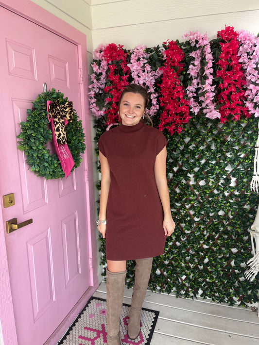 Mock Neck Cozy Sweater Dress