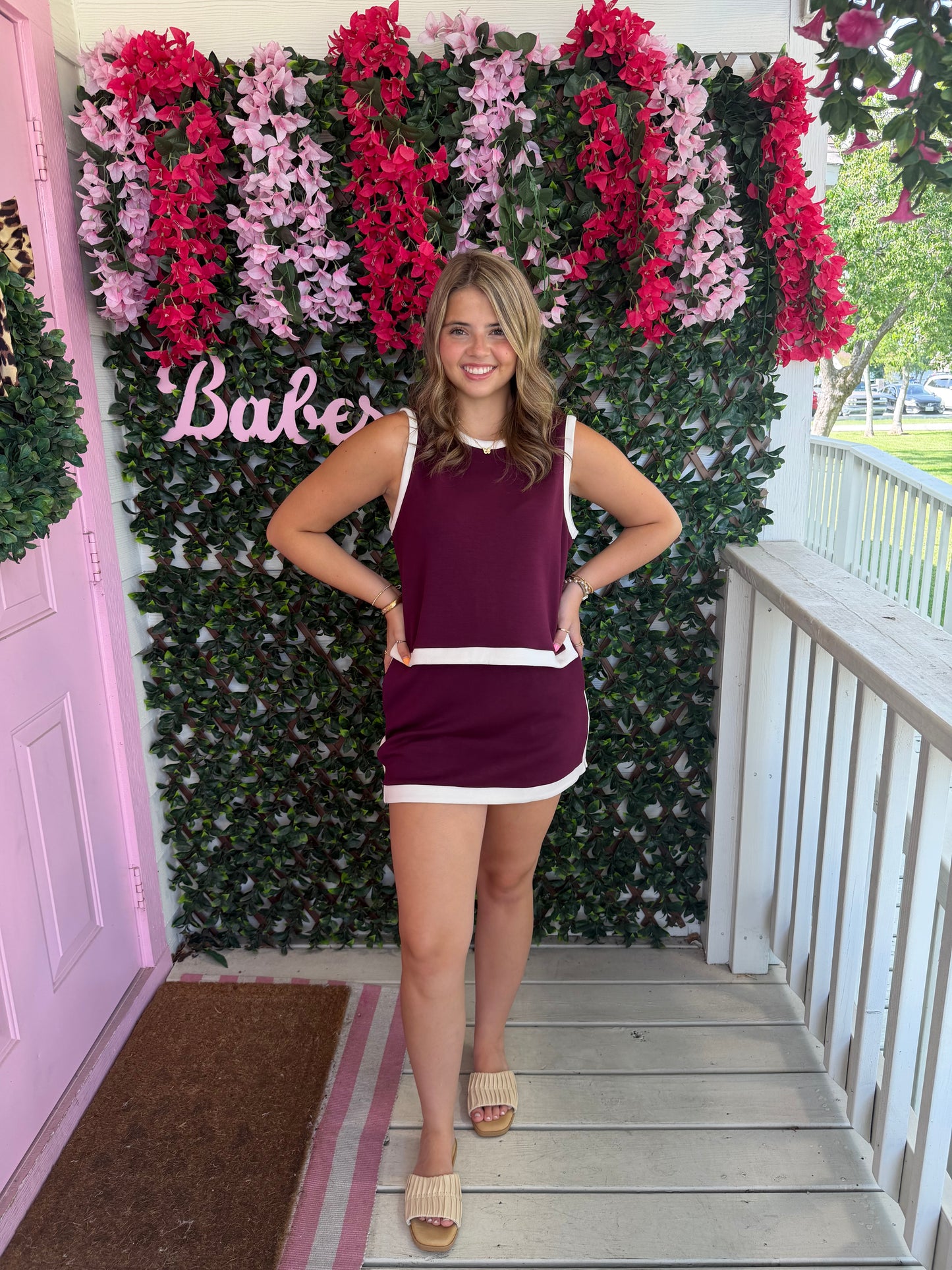 Button Back Cutie Set - Burgundy