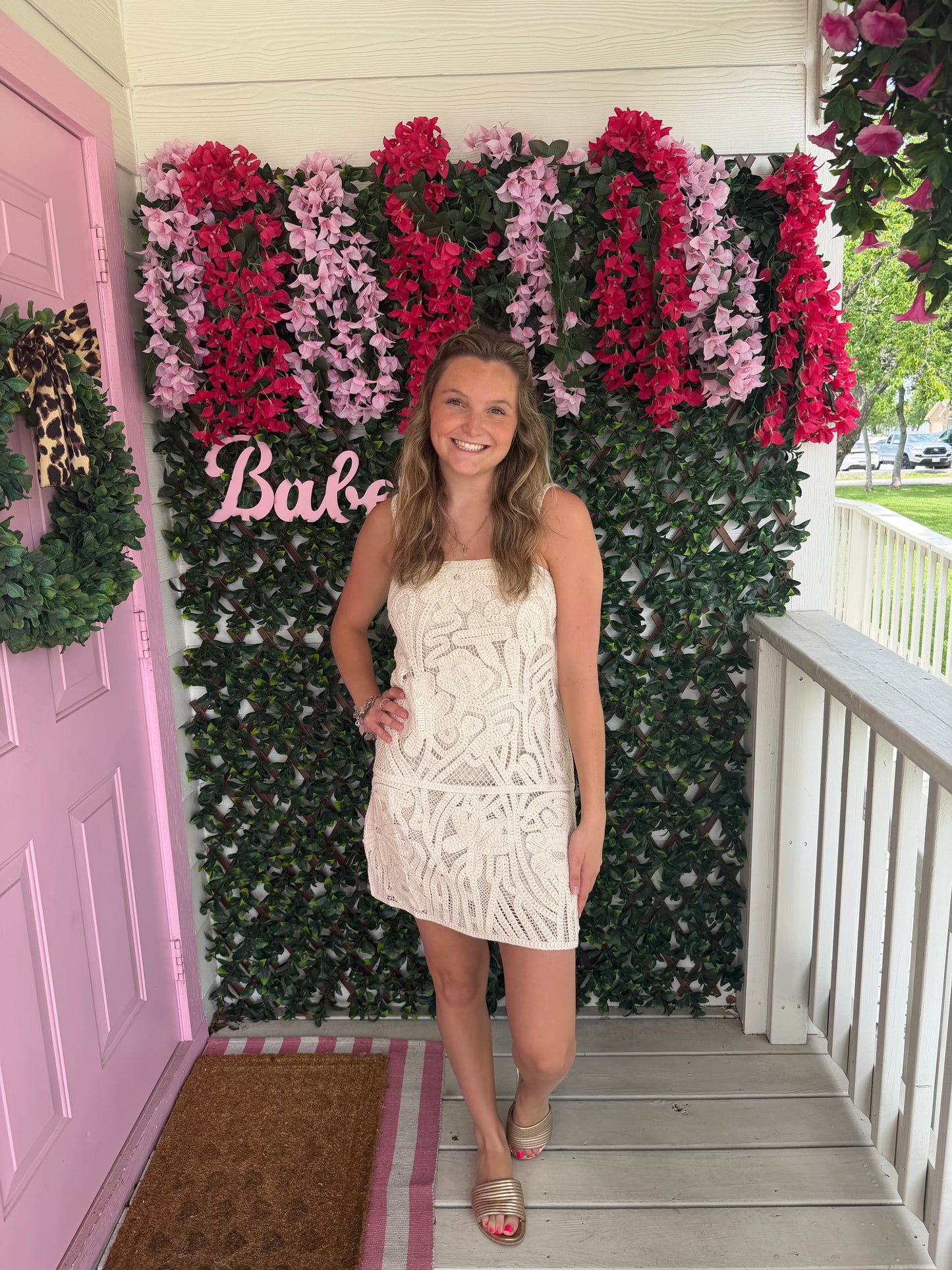 Crochet Cream Mini Dress
