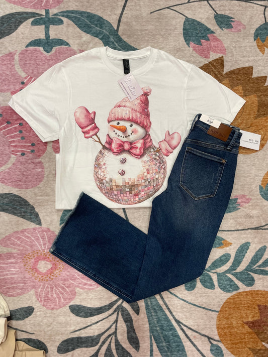 Disco Snowman Bling Tee