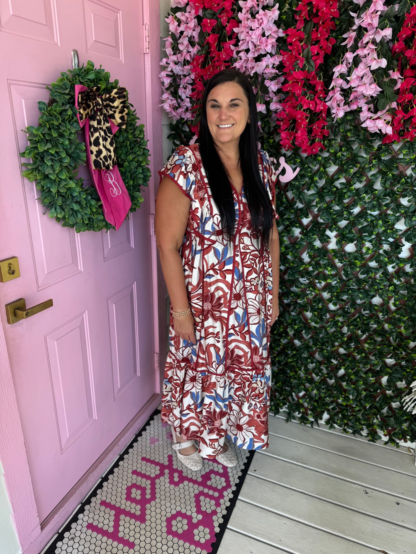 Red Bean Tie Detail Dress