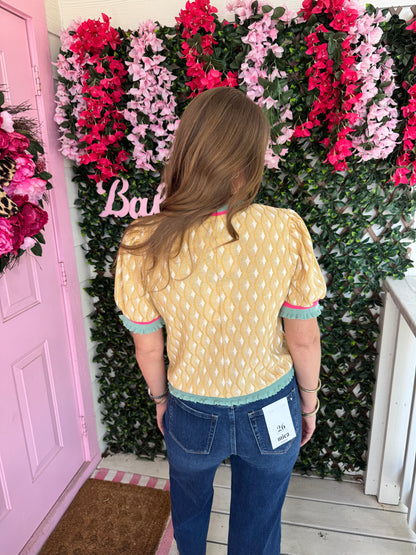 Mustard Banded Details Top