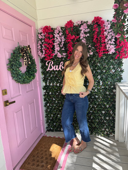 Yellow Striped Tie Top