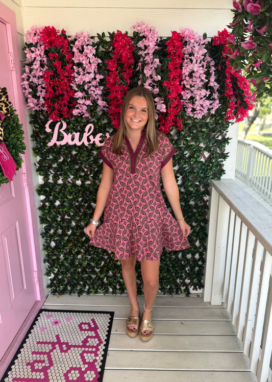 Cranberry Flounce Dress
