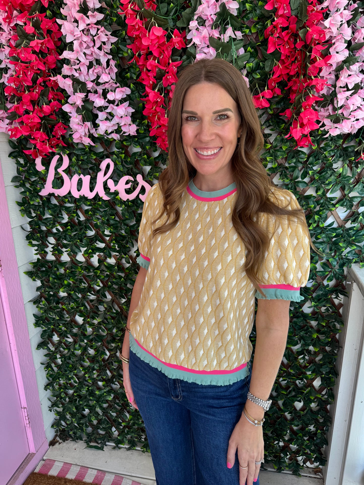 Mustard Banded Details Top