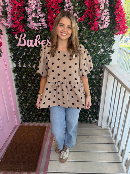 Polka Dot Peplum Top