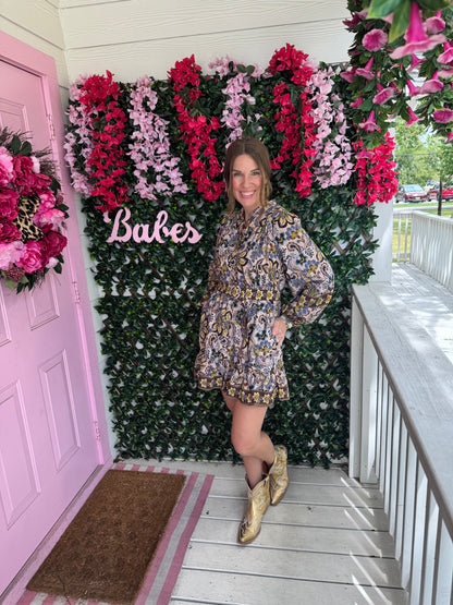 Chocolate Florals Belted Dress