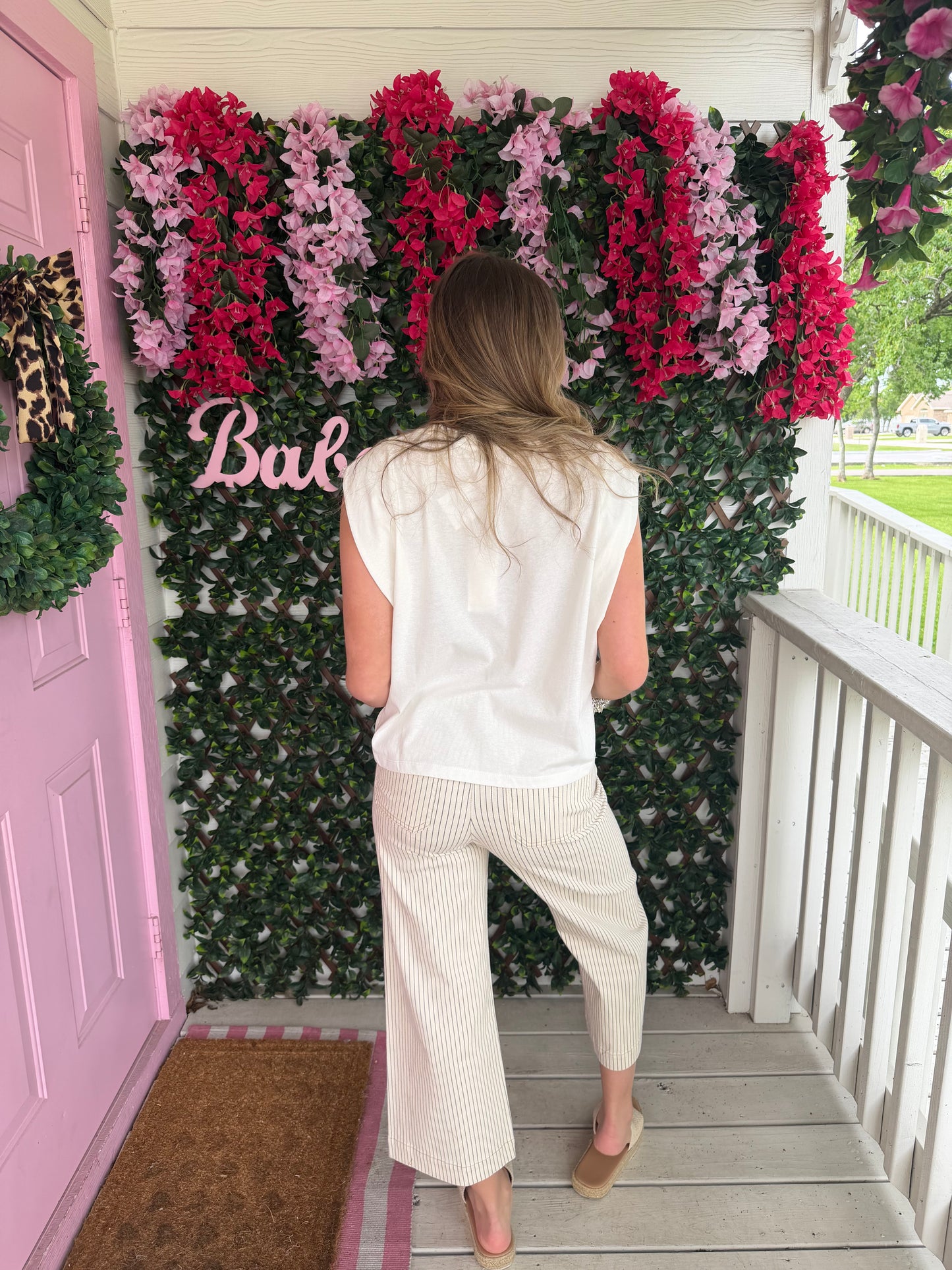 Cream Pinstripe Pants