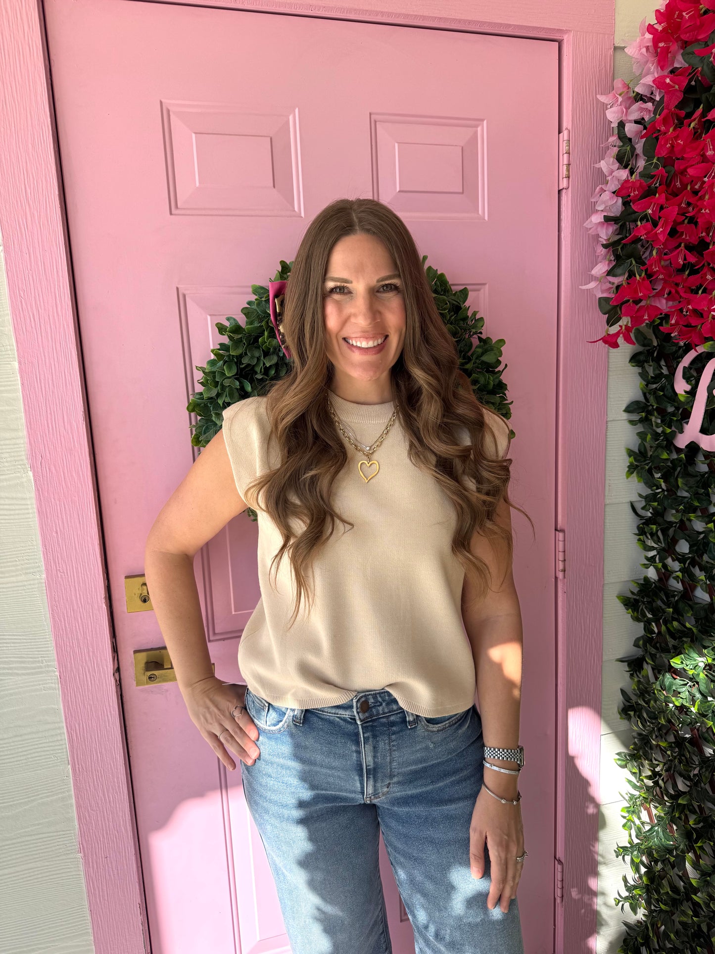 Crewneck Muscle Tee- Ecru