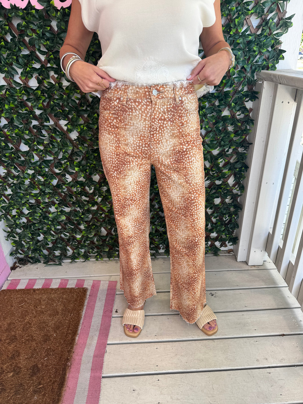 Fawn Print Denim Pants