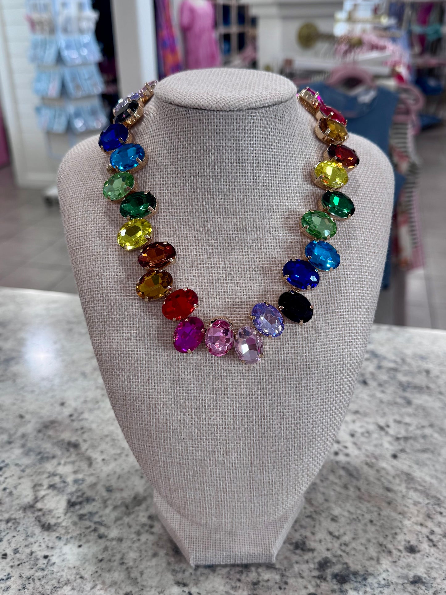 Chunky Rainbow Stone Necklace