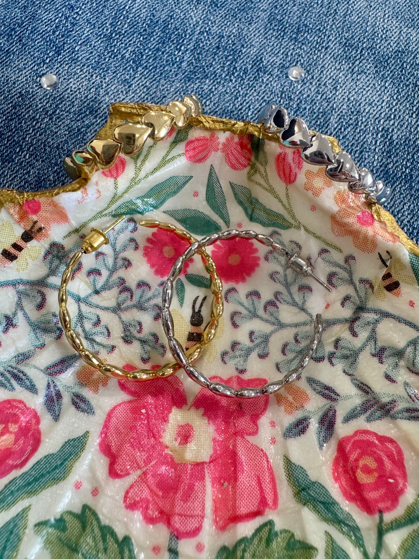 Medium Heart Hoops Earrings