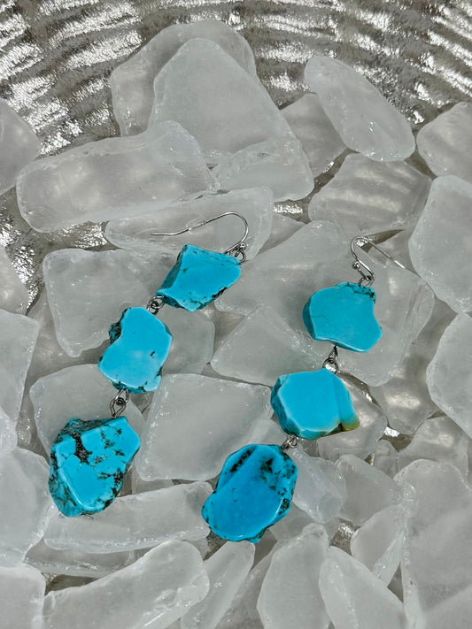Triple Turquoise Stone Earrings
